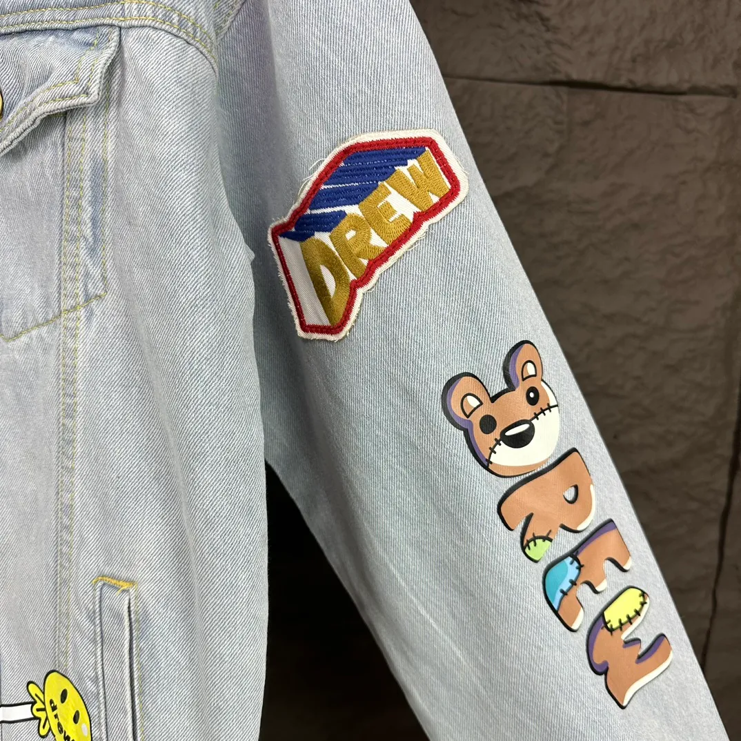 Drew 2024New Arrival ， Same Style ， 、Premium logo， 、 ！ Versatile ！！ Same Style 👫 ：Light Blue Size：S XL